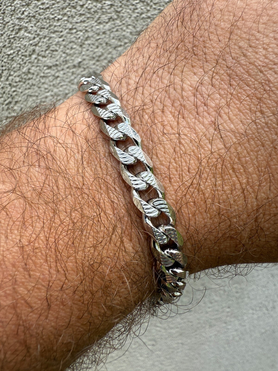Mens Miami Cuban Bracelet Diamond Cut Solid 925 Silver | Rhodium Finished