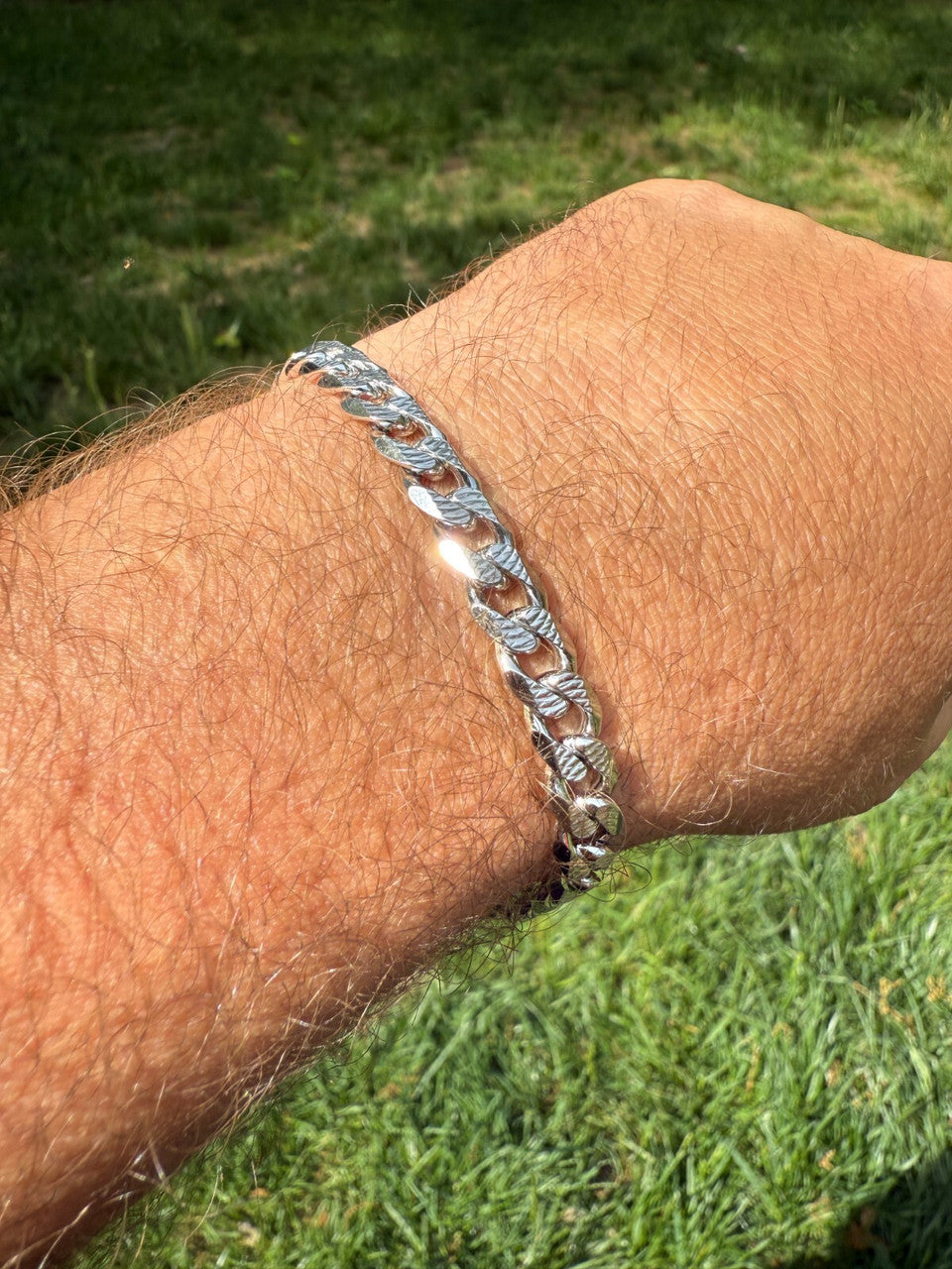 Mens Miami Cuban Bracelet Diamond Cut Solid 925 Silver | Rhodium Finished