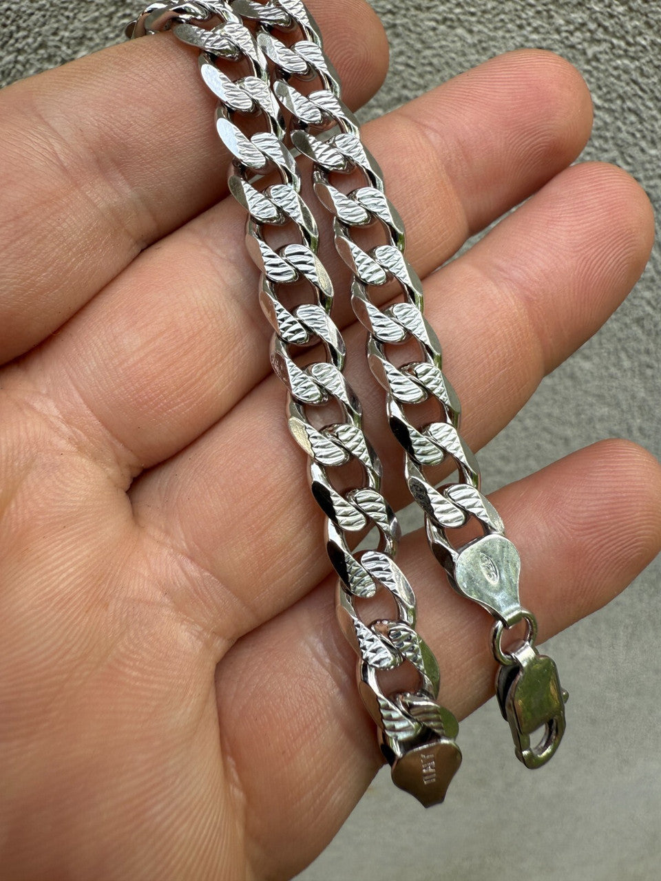 Mens Miami Cuban Bracelet Diamond Cut Solid 925 Silver | Rhodium Finished