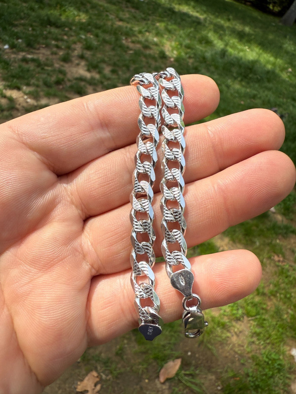Mens Miami Cuban Bracelet Diamond Cut Solid 925 Silver | Rhodium Finished