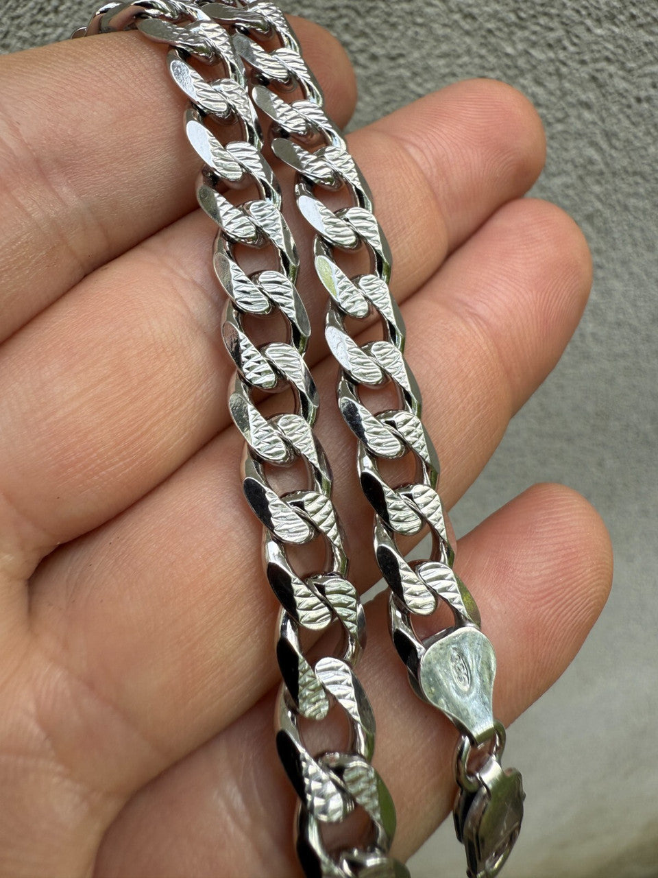 Mens Miami Cuban Bracelet Diamond Cut Solid 925 Silver | Rhodium Finished