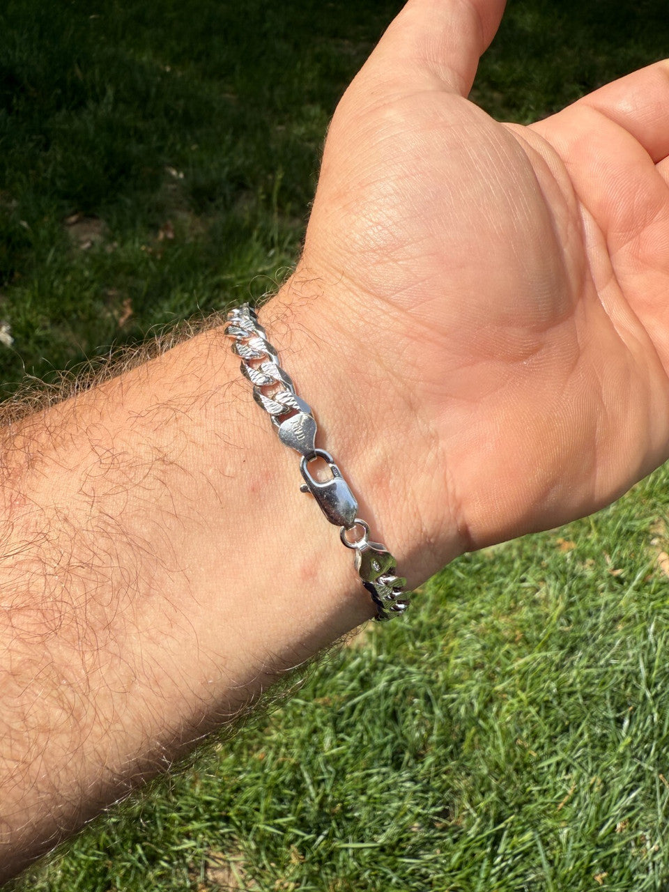 Mens Miami Cuban Bracelet Diamond Cut Solid 925 Silver | Rhodium Finished