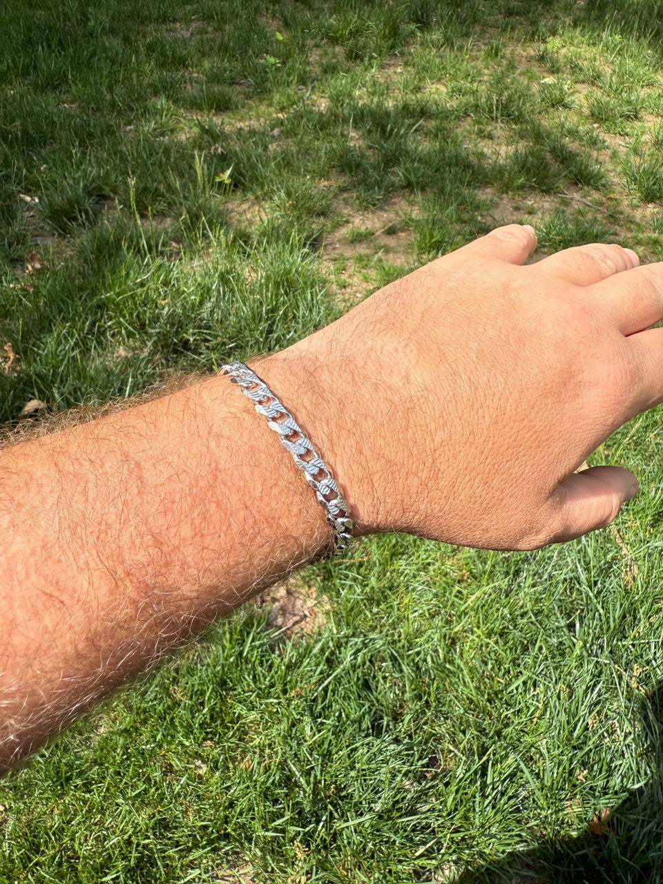 Mens Miami Cuban Bracelet Diamond Cut Solid 925 Silver | Rhodium Finished