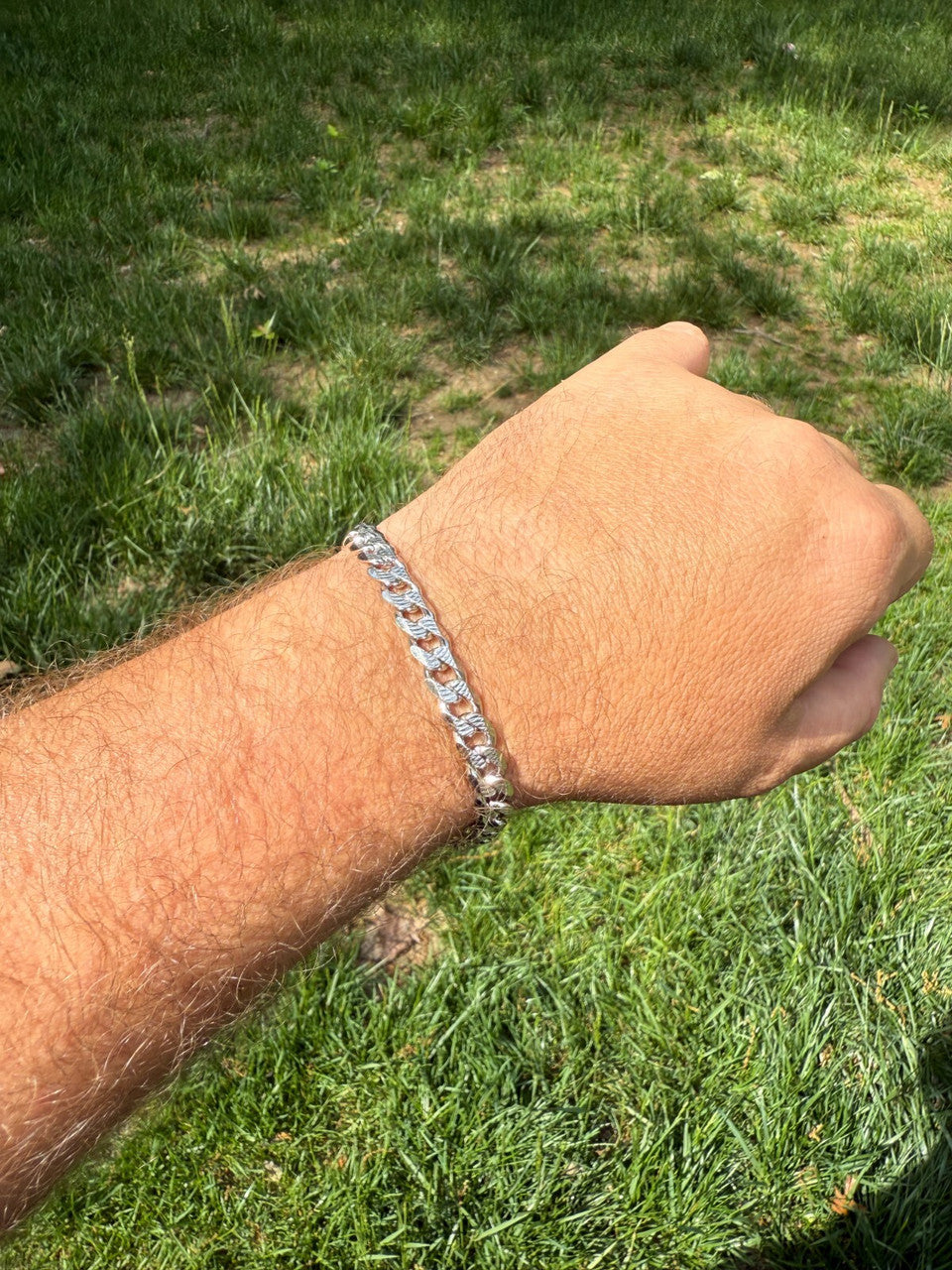 Mens Miami Cuban Bracelet Diamond Cut Solid 925 Silver | Rhodium Finished