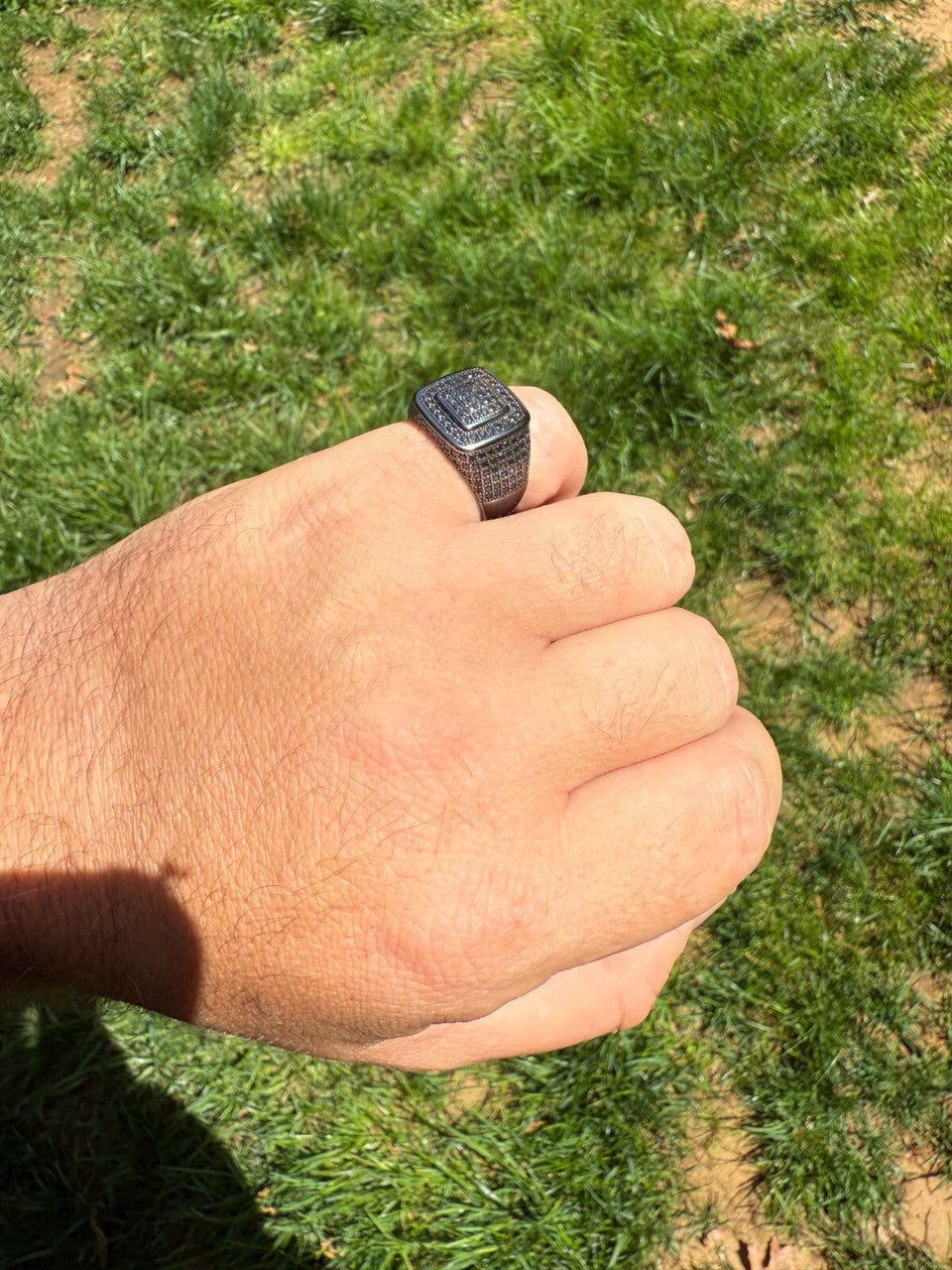 Black Moissanite Everyday Classic Square Ring | Black Rhodium Over 925 Silver