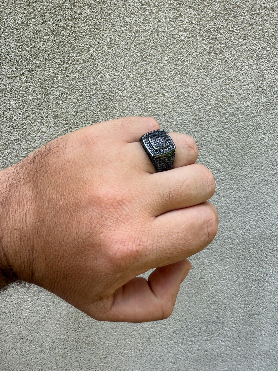 Black Moissanite Everyday Classic Square Ring | Black Rhodium Over 925 Silver
