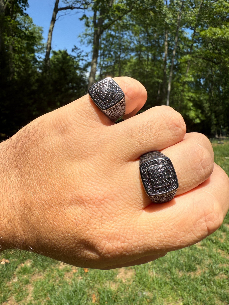 Black Moissanite Everyday Classic Square Ring | Black Rhodium Over 925 Silver
