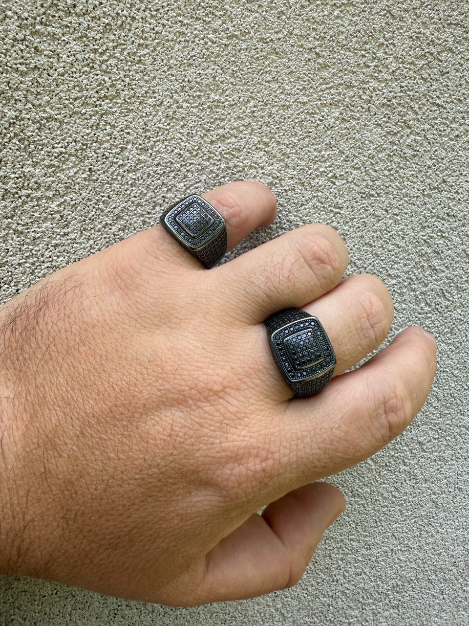 Black Moissanite Everyday Classic Square Ring | Black Rhodium Over 925 Silver