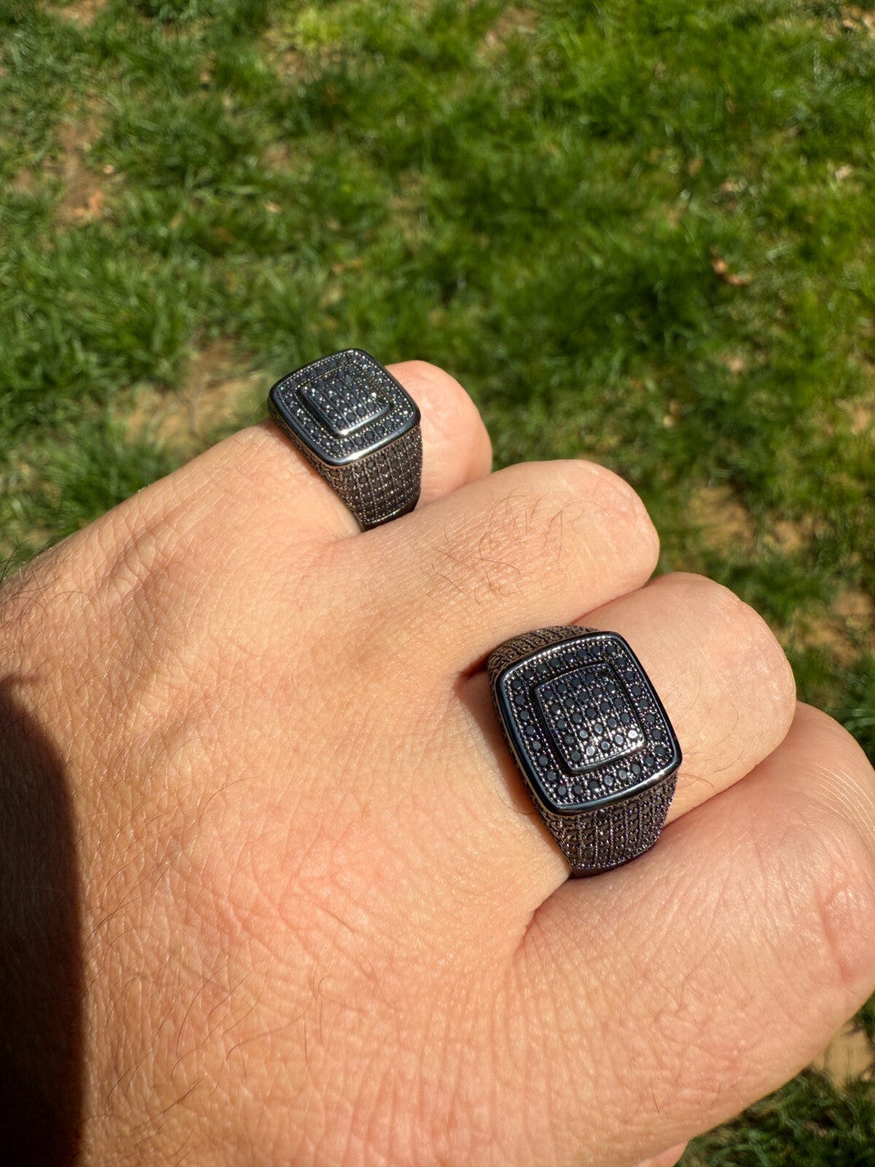 Black Moissanite Everyday Classic Square Ring | Black Rhodium Over 925 Silver