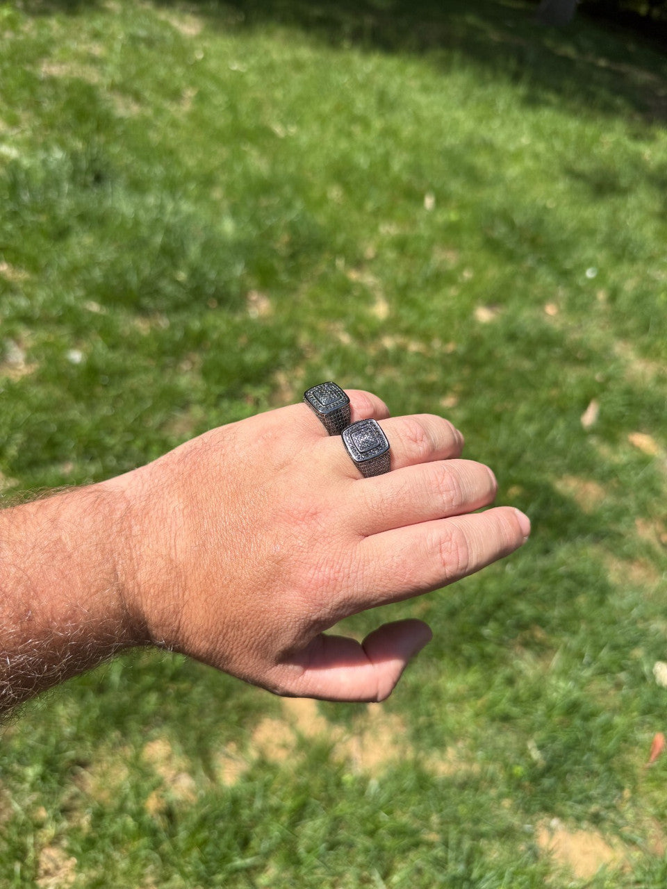 Black Moissanite Everyday Classic Square Ring | Black Rhodium Over 925 Silver