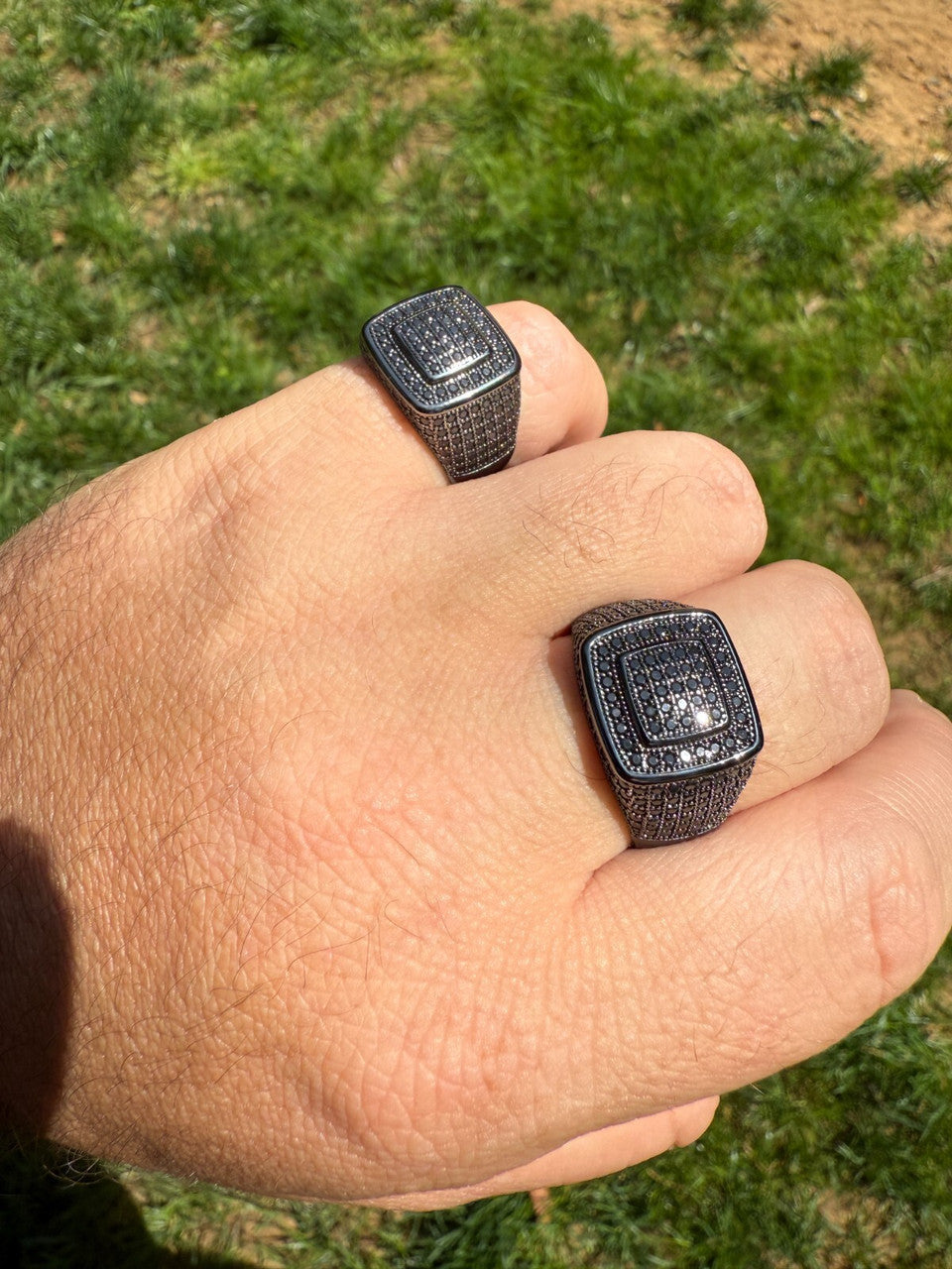 Black Moissanite Everyday Classic Square Ring | Black Rhodium Over 925 Silver