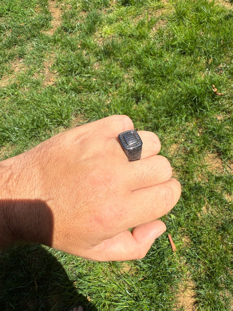 Black Moissanite Everyday Classic Square Ring | Black Rhodium Over 925 Silver