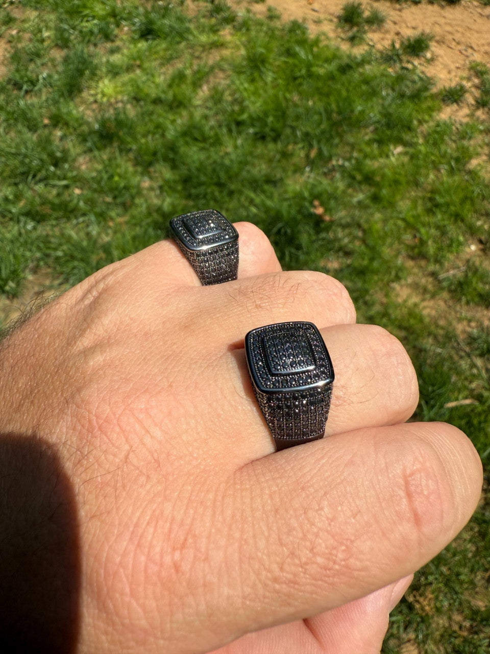 Black Moissanite Everyday Classic Square Ring | Black Rhodium Over 925 Silver