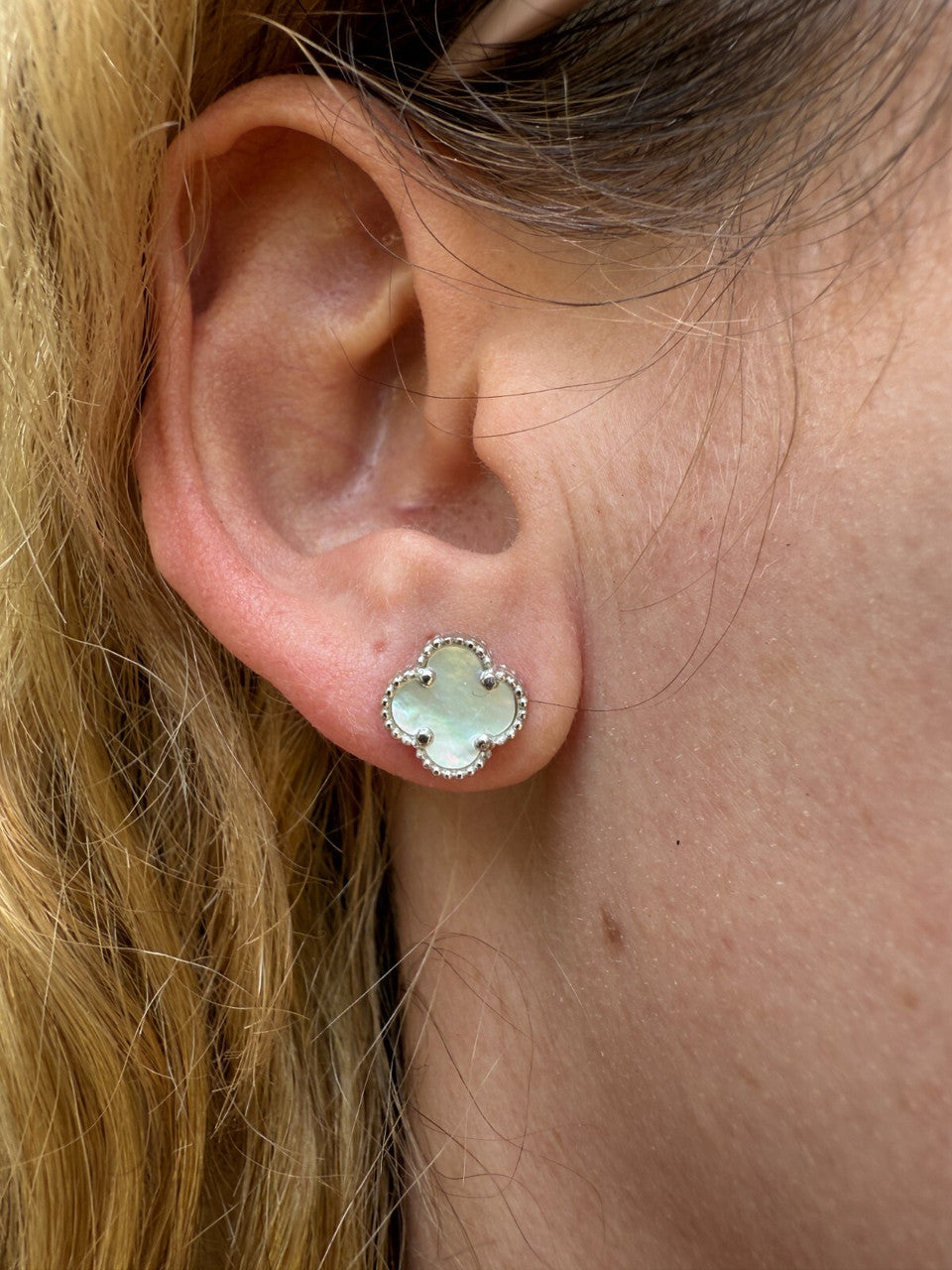 Mother Of Pearl Clover Earrings | 925 Silver
