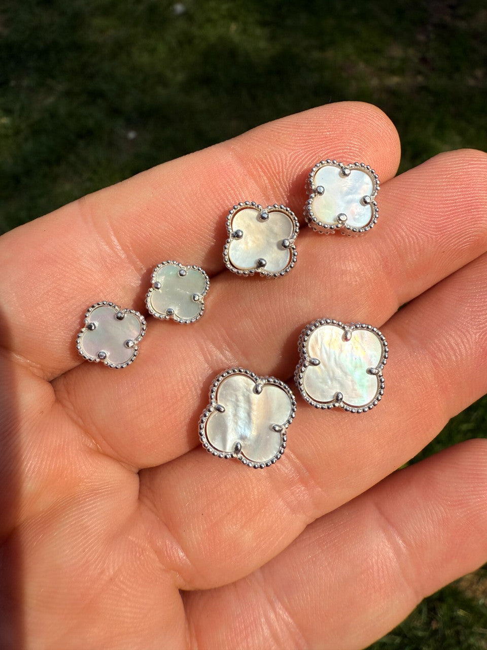Mother Of Pearl Clover Earrings | 925 Silver