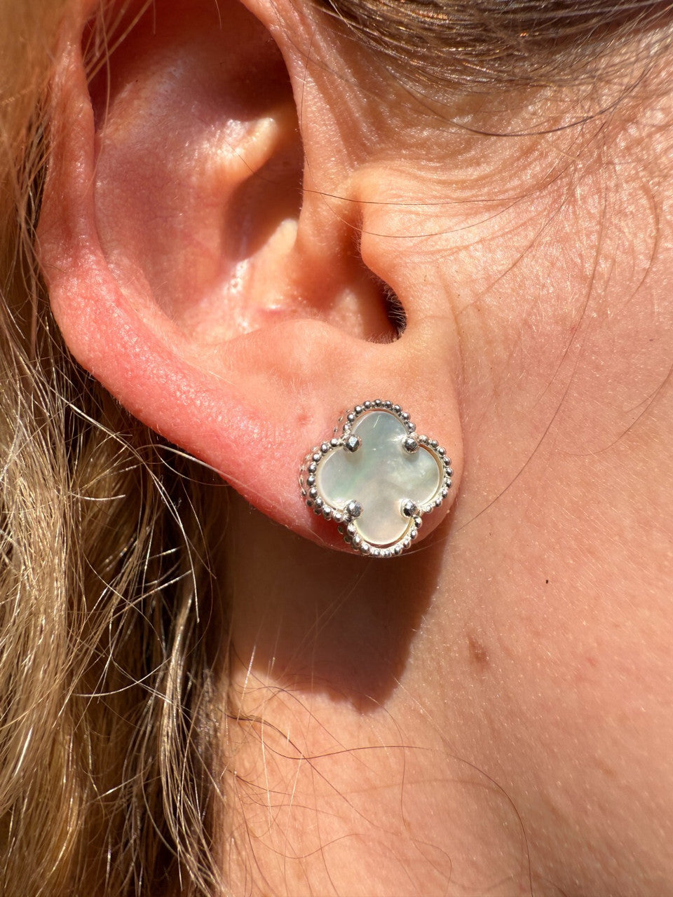 Mother Of Pearl Clover Earrings | 925 Silver