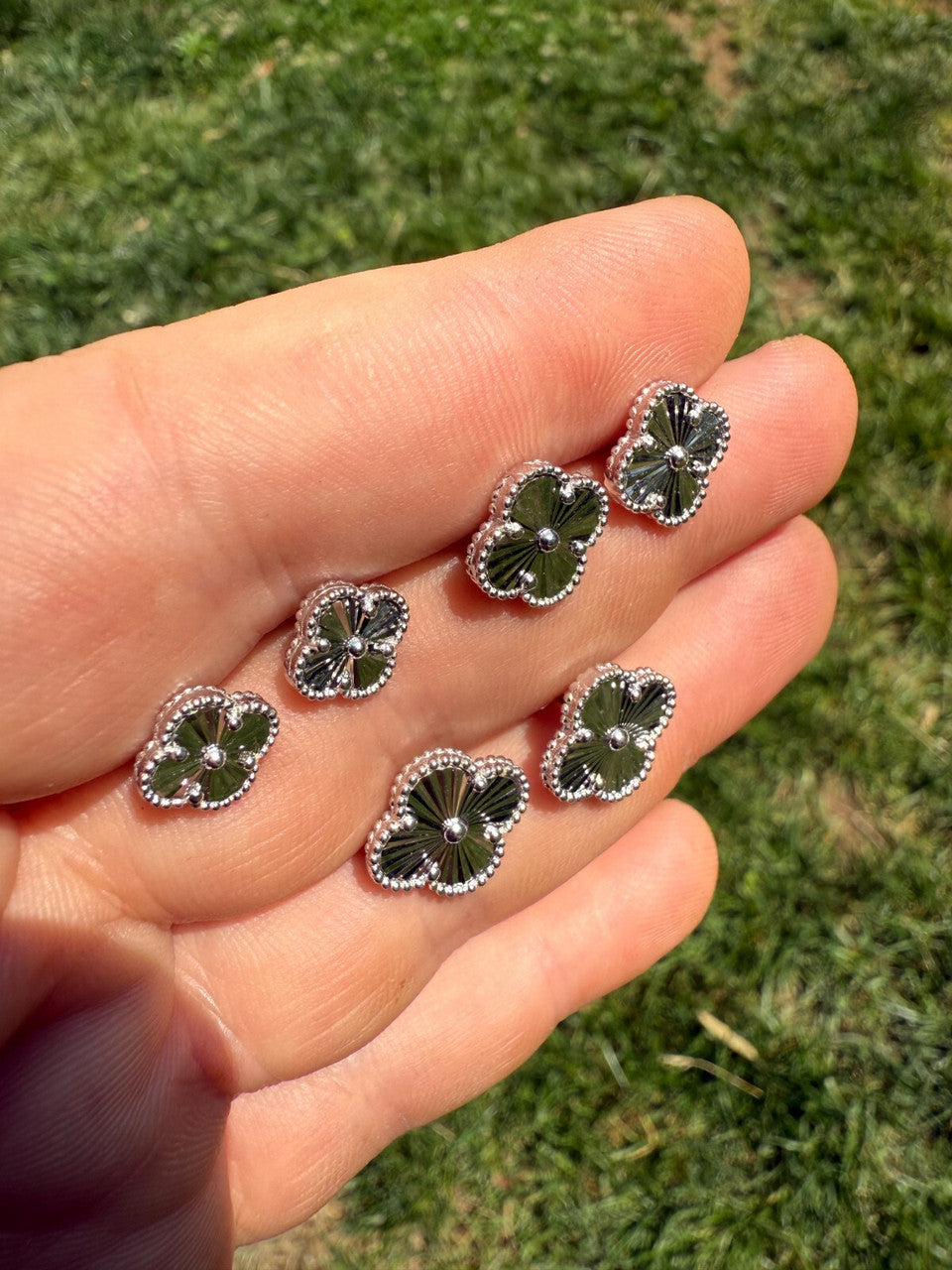 Diamond Cut Clover Earrings | 925 Silver
