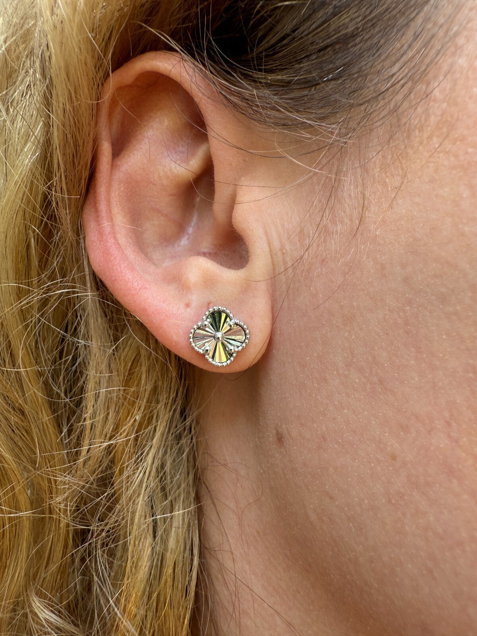Diamond Cut Clover Earrings | 925 Silver