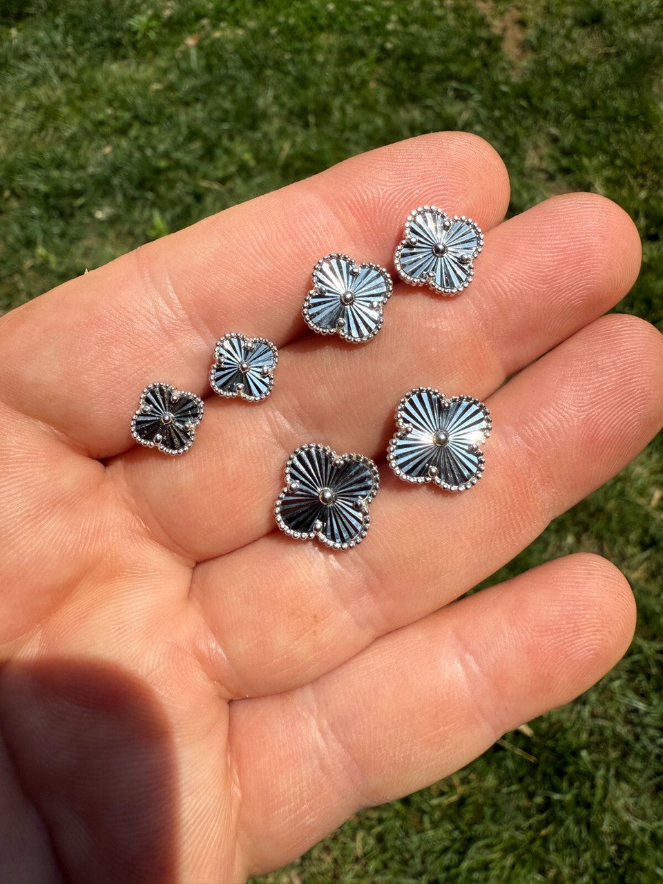 Diamond Cut Clover Earrings | 925 Silver