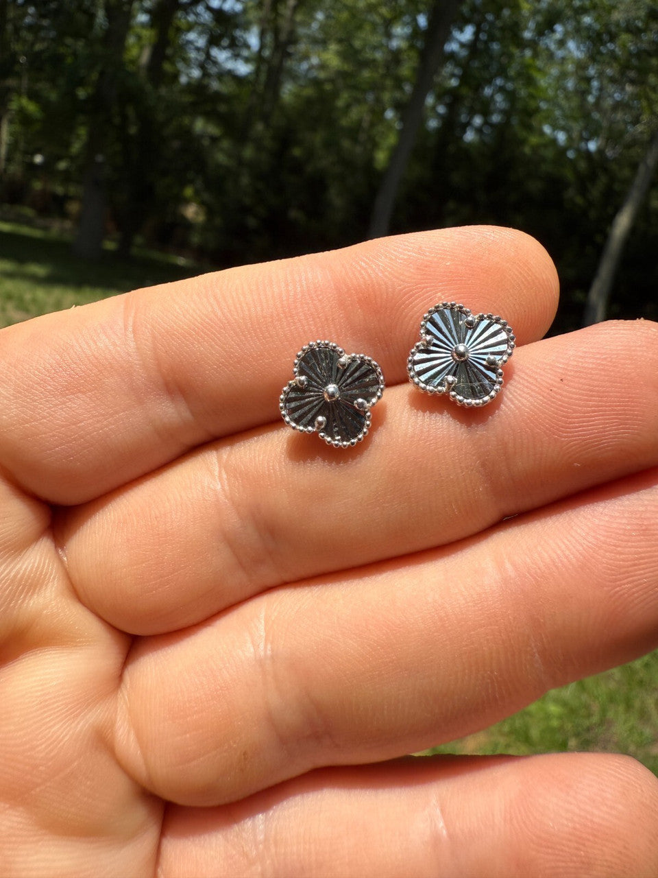 Diamond Cut Clover Earrings | 925 Silver