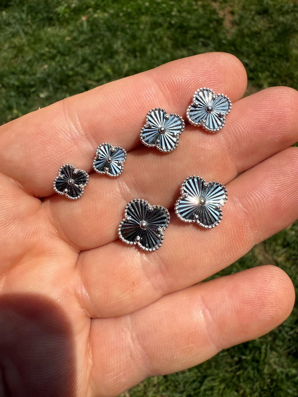 Diamond Cut Clover Earrings | 925 Silver