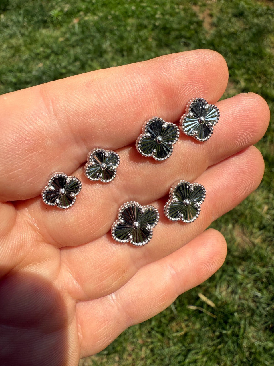 Diamond Cut Clover Earrings | 925 Silver