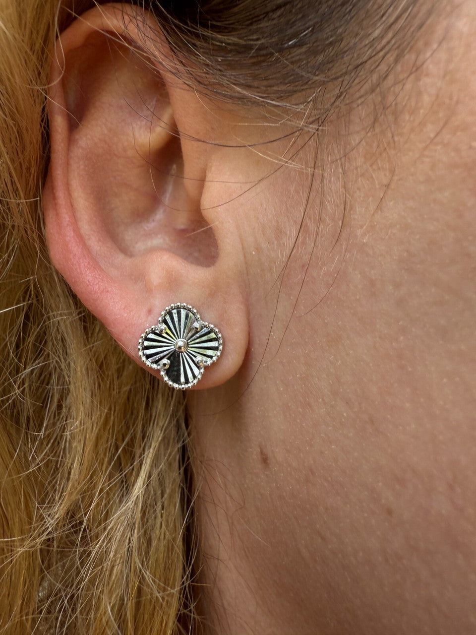 Diamond Cut Clover Earrings | 925 Silver