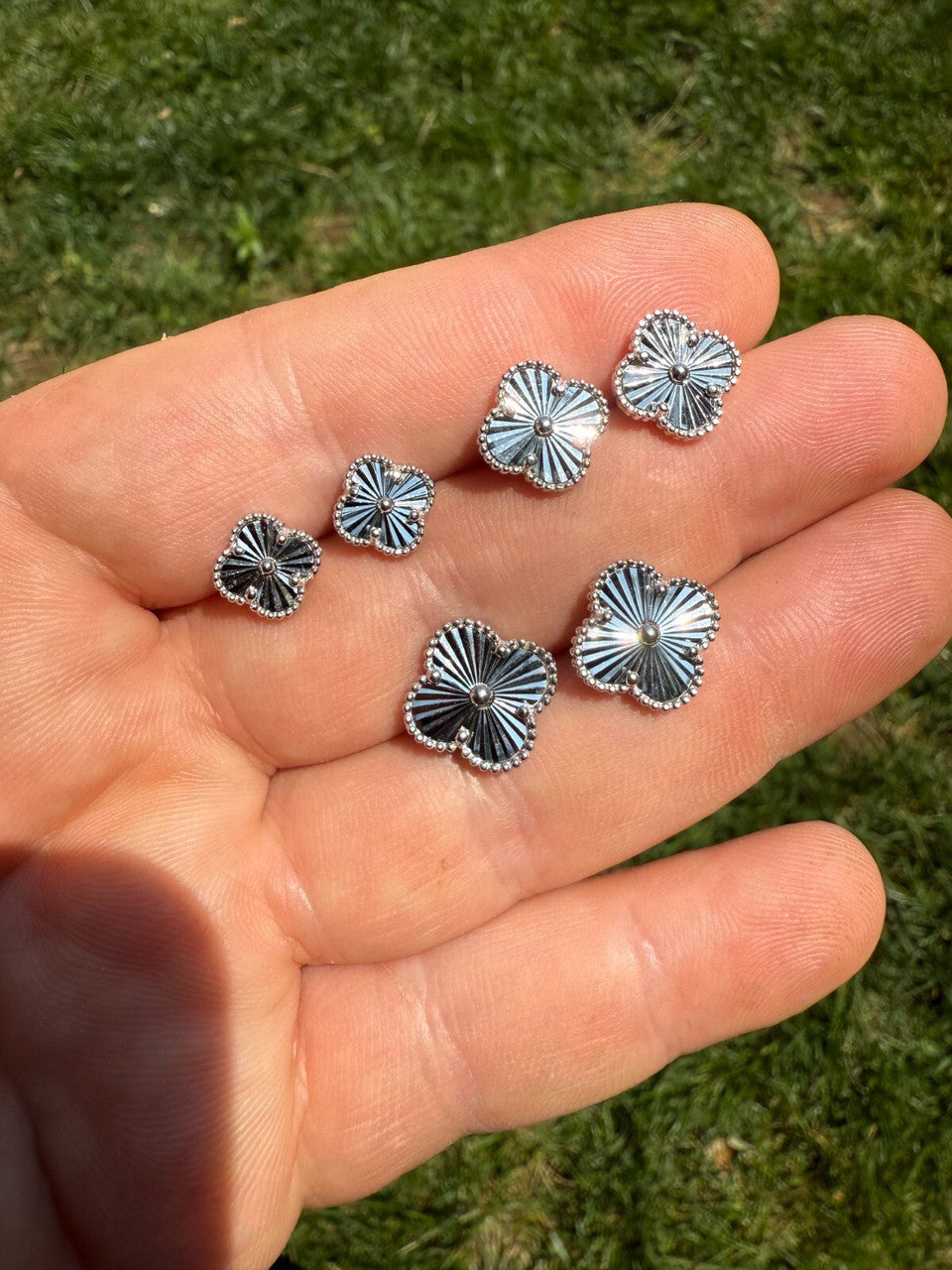 Diamond Cut Clover Earrings | 925 Silver