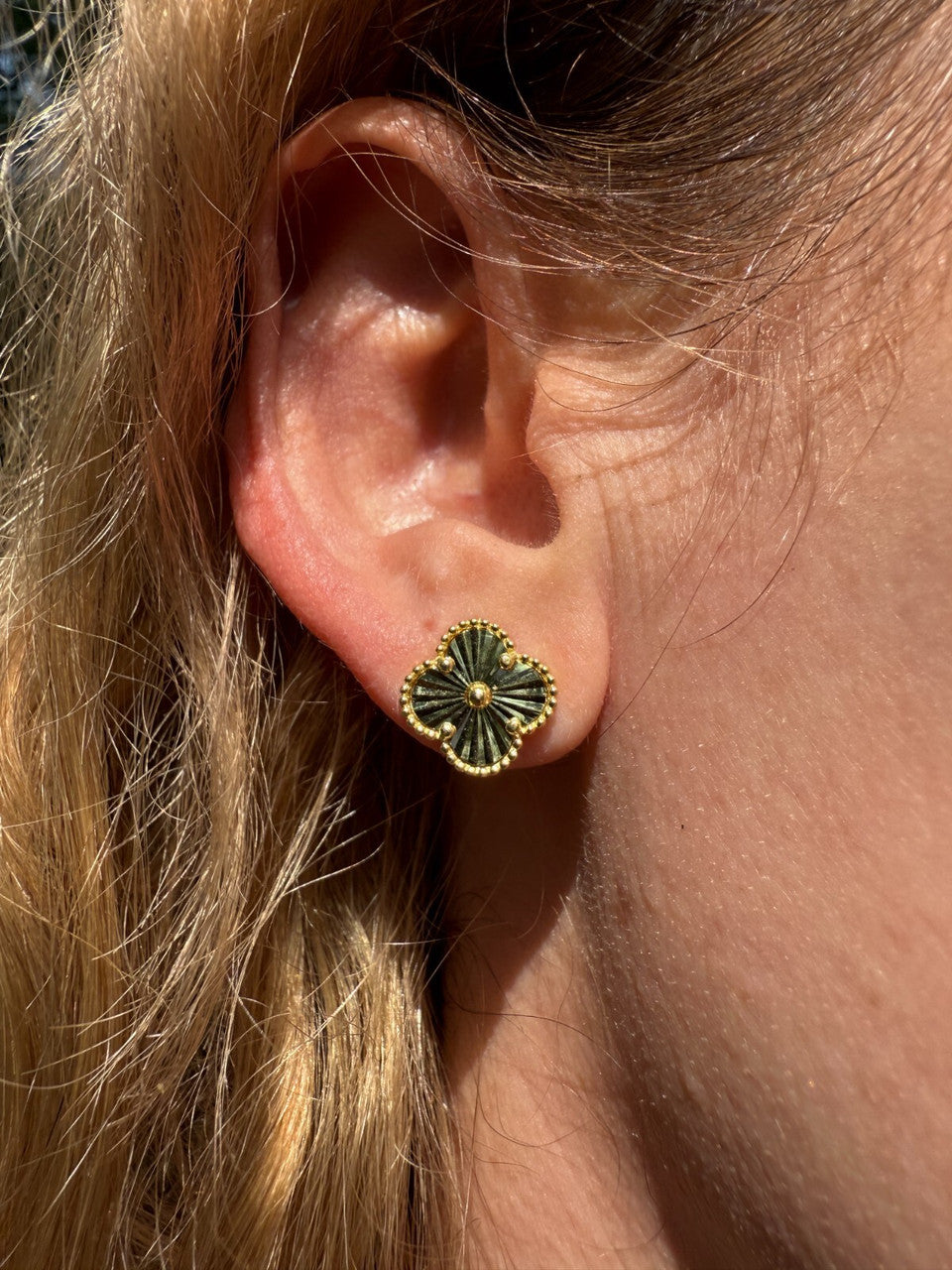 Diamond Cut Clover Earrings | 14k Gold Vermeil 925 Silver