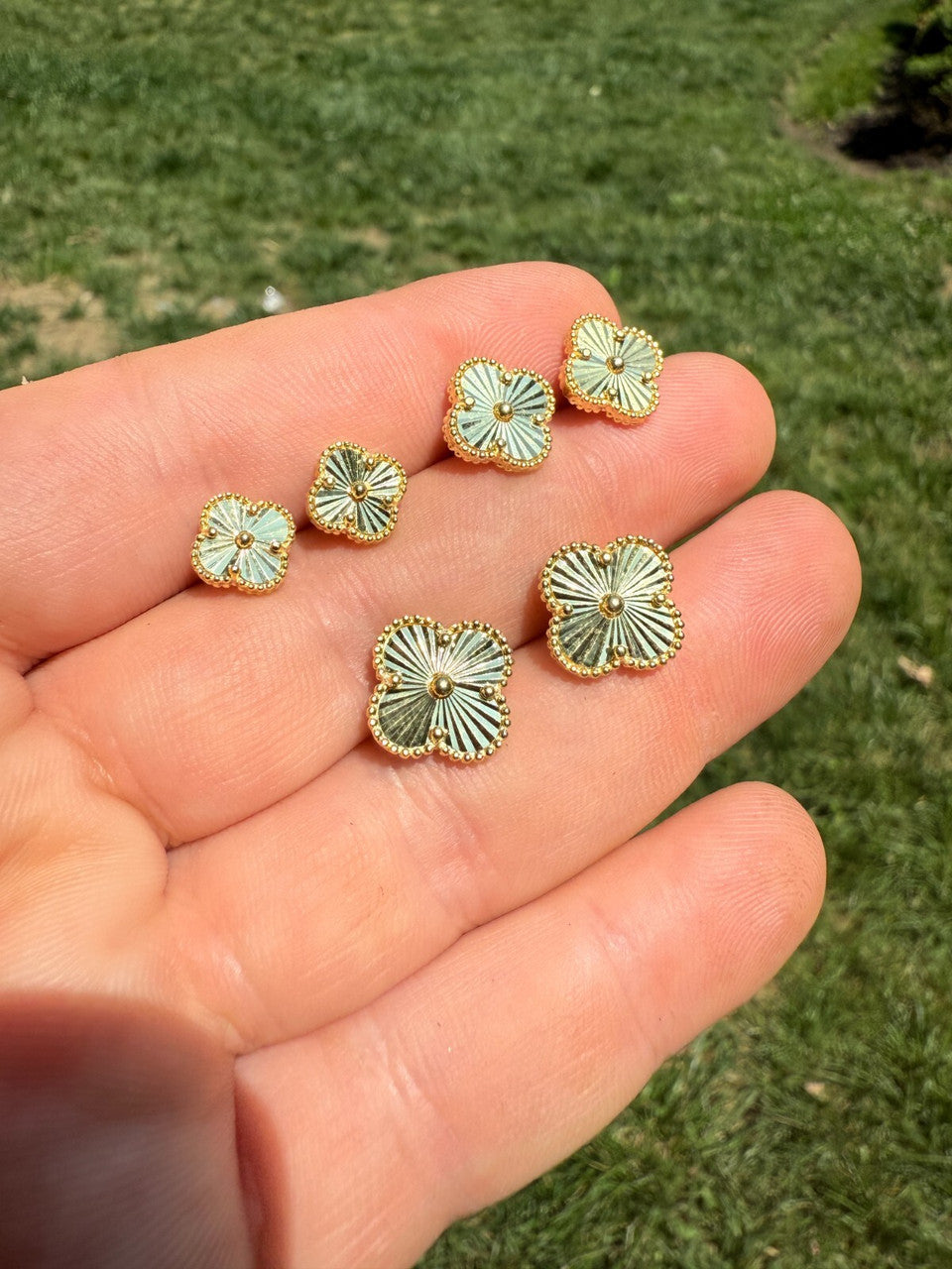 Diamond Cut Clover Earrings | 14k Gold Vermeil 925 Silver