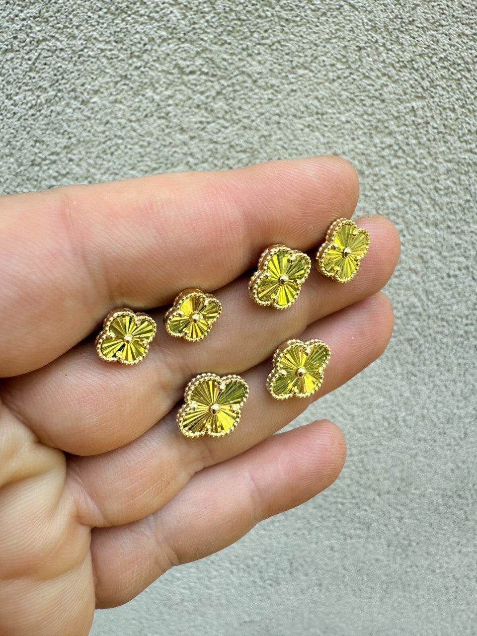 Diamond Cut Clover Earrings | 14k Gold Vermeil 925 Silver