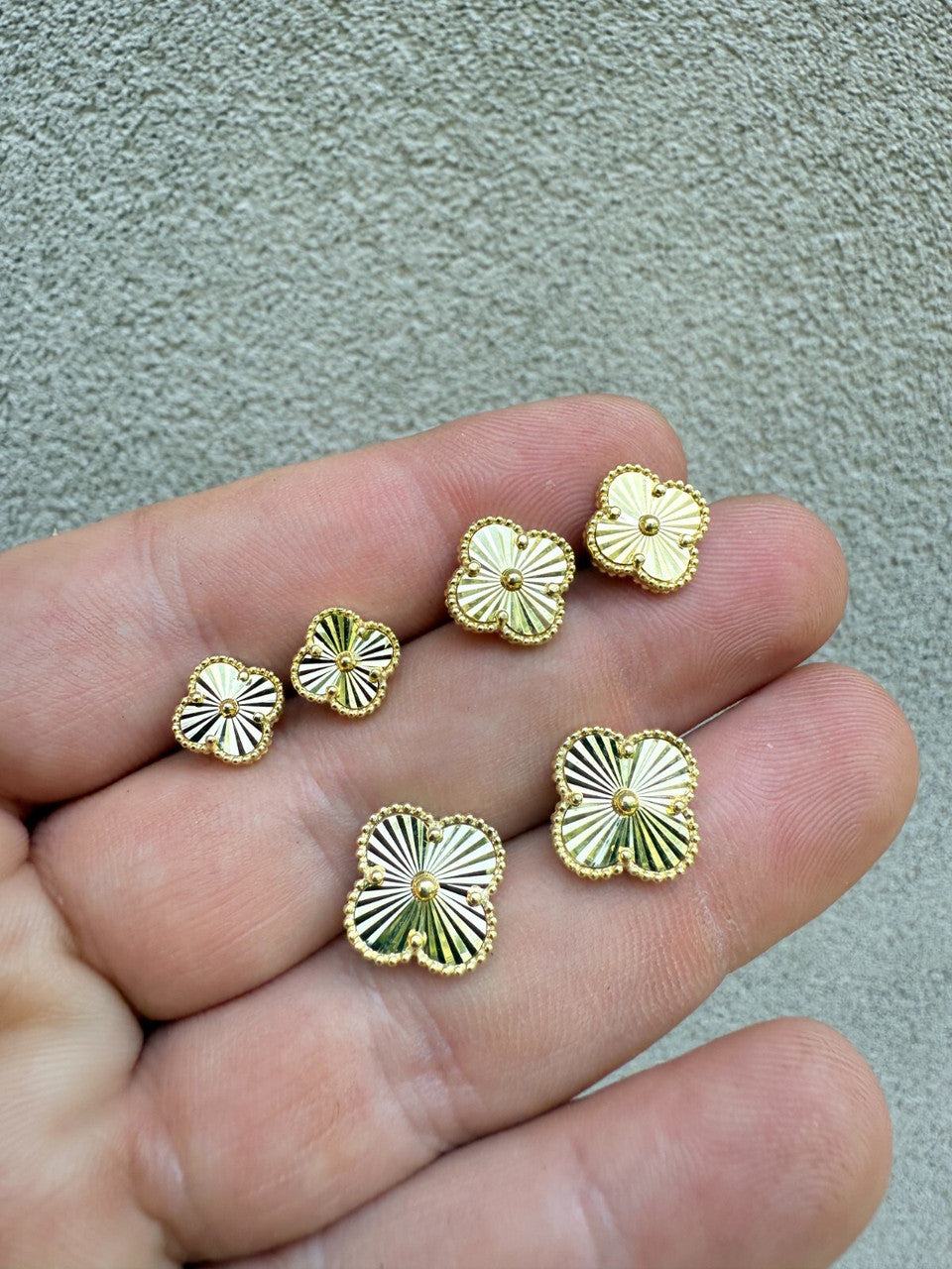 Diamond Cut Clover Earrings | 14k Gold Vermeil 925 Silver