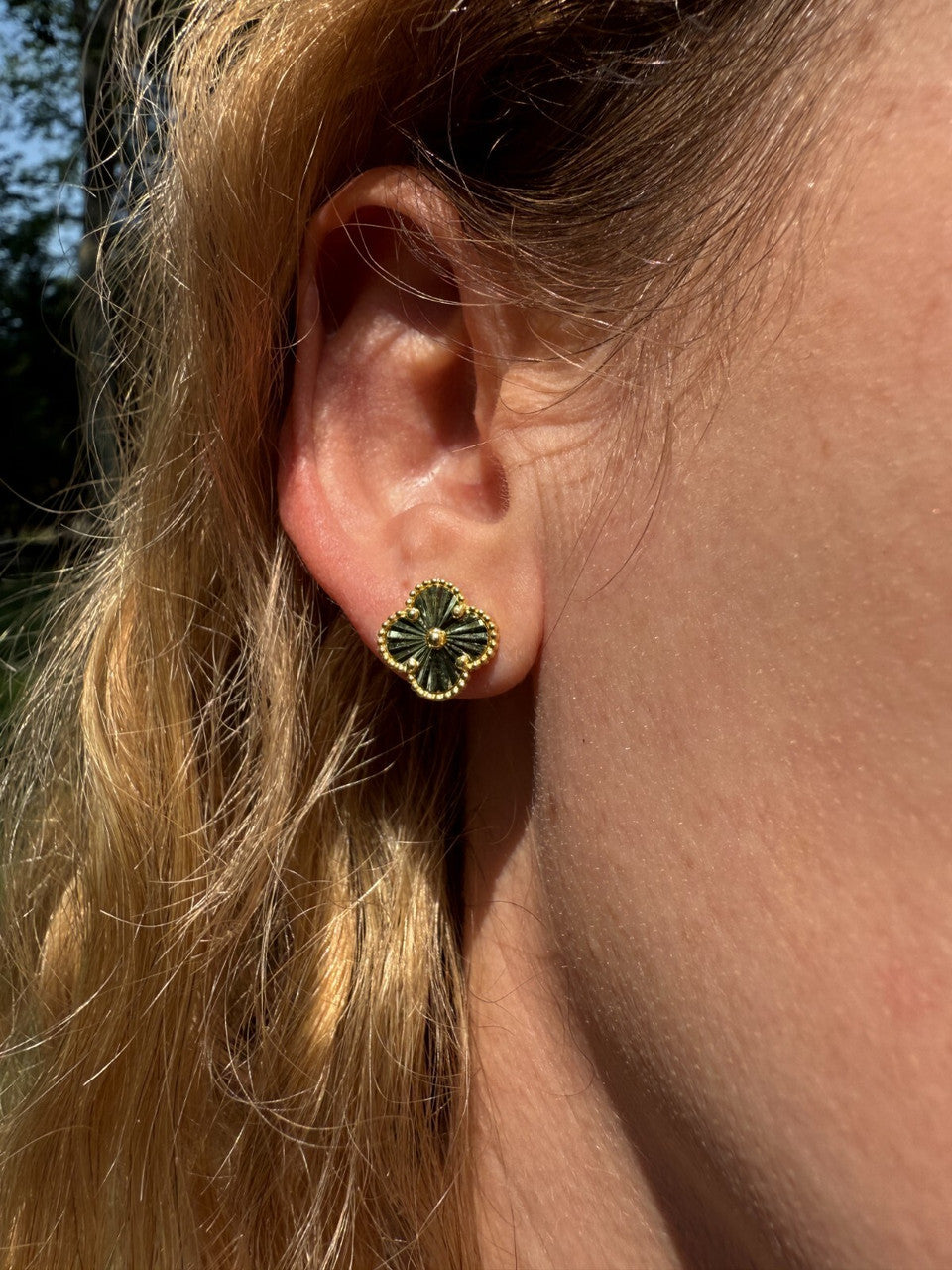 Diamond Cut Clover Earrings | 14k Gold Vermeil 925 Silver