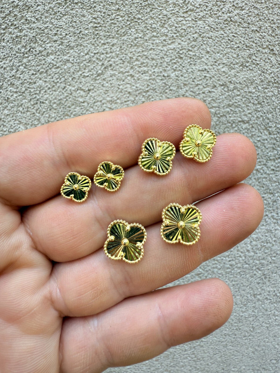 Diamond Cut Clover Earrings | 14k Gold Vermeil 925 Silver