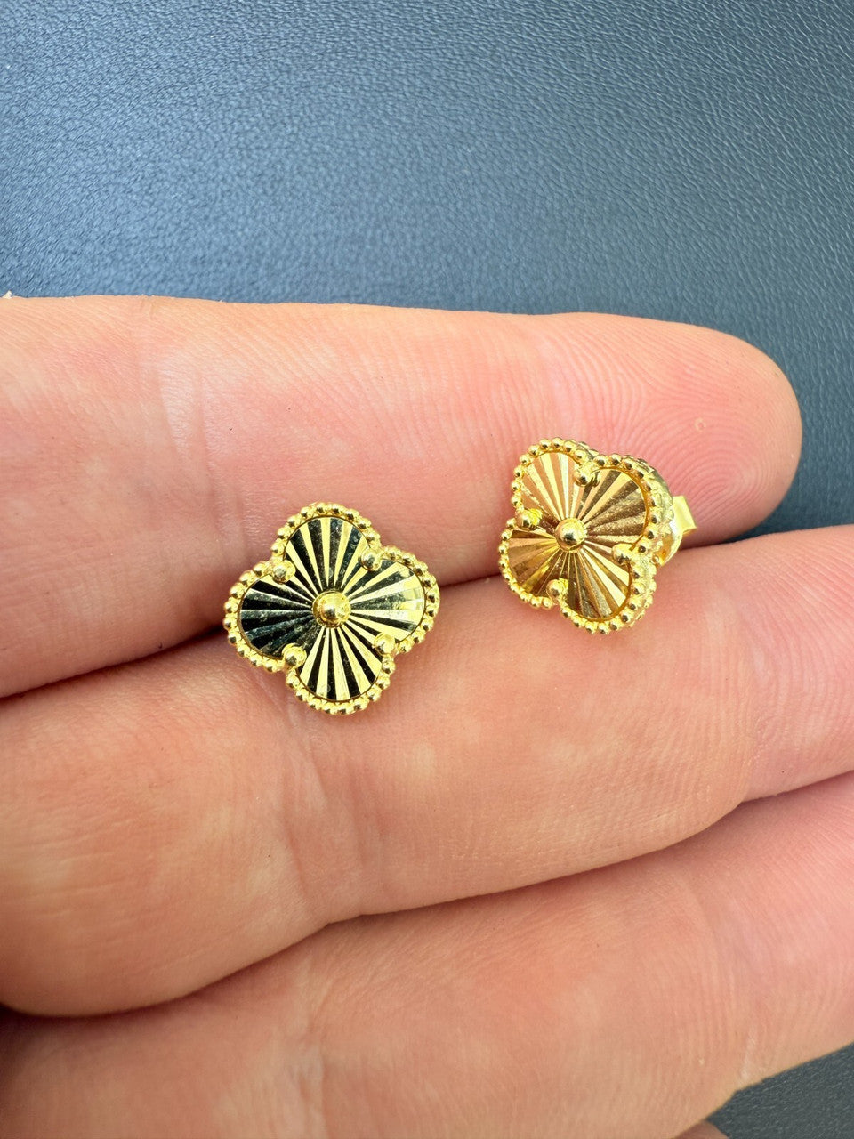 Diamond Cut Clover Earrings | 14k Gold Vermeil 925 Silver