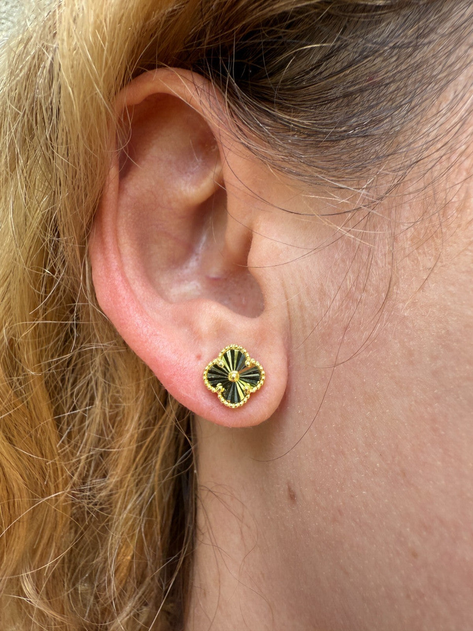 Diamond Cut Clover Earrings | 14k Gold Vermeil 925 Silver