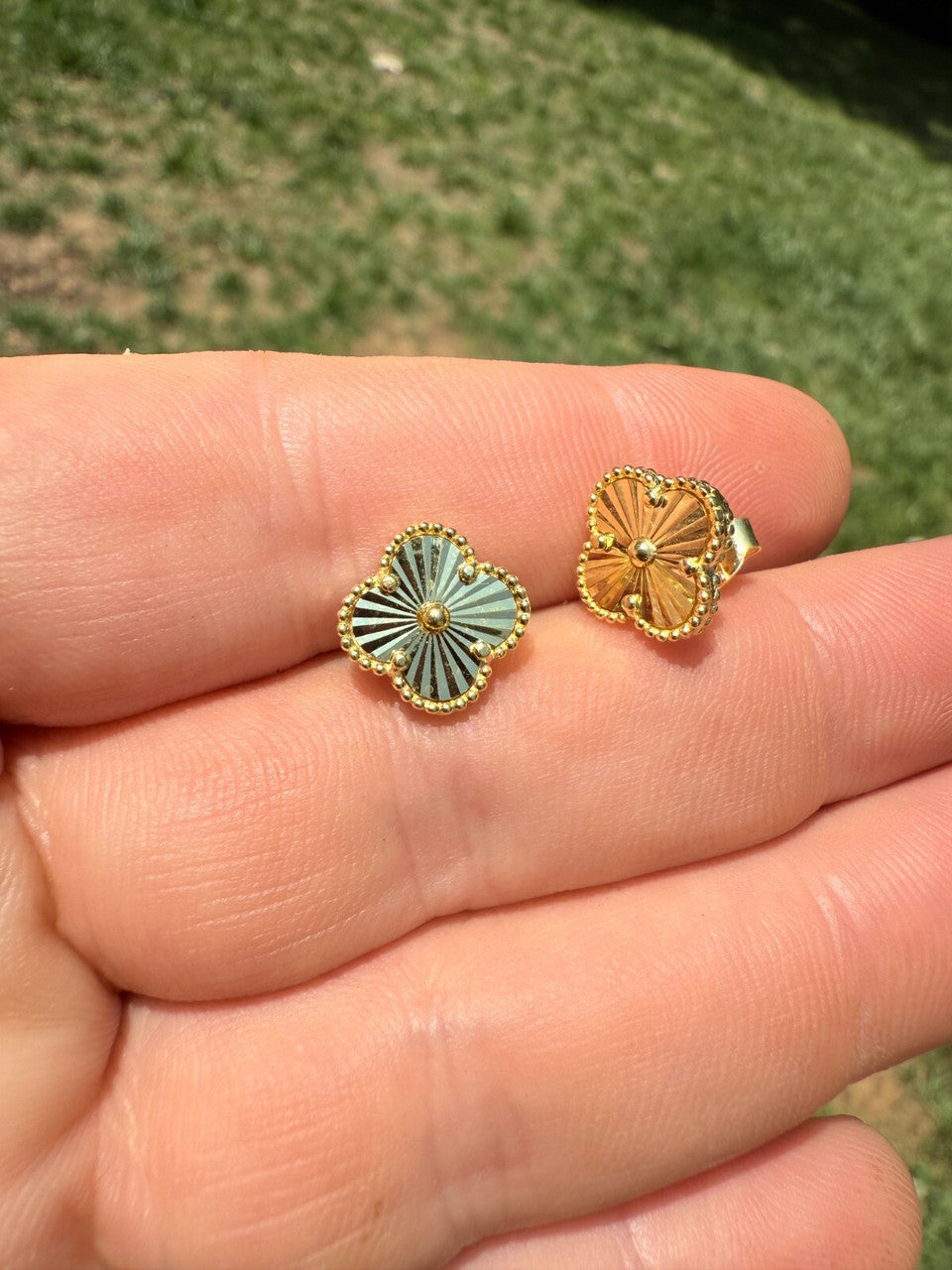 Diamond Cut Clover Earrings | 14k Gold Vermeil 925 Silver