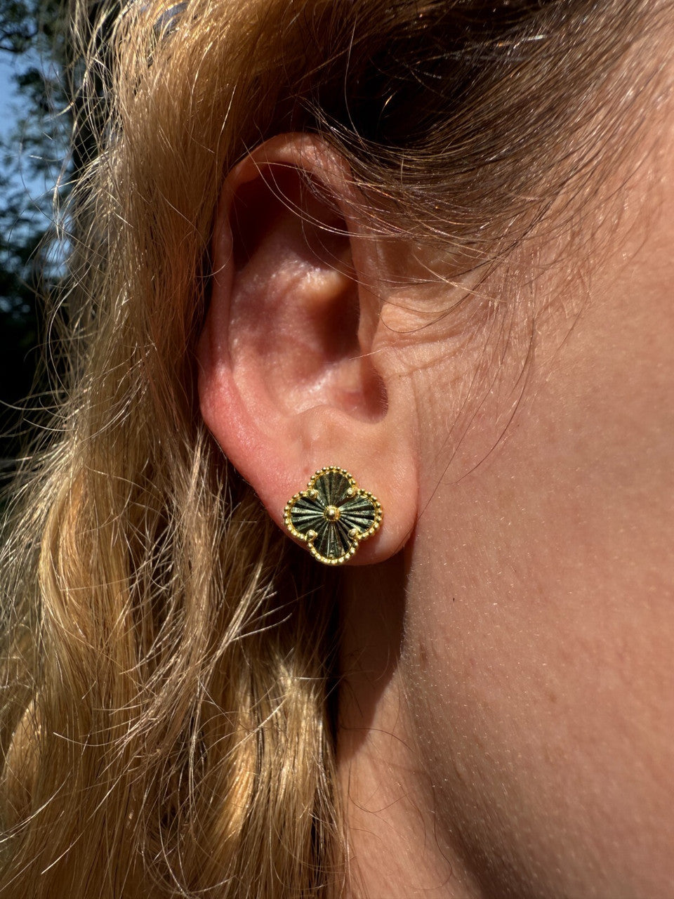 Diamond Cut Clover Earrings | 14k Gold Vermeil 925 Silver