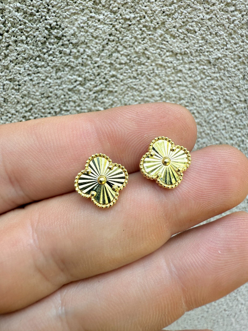 Diamond Cut Clover Earrings | 14k Gold Vermeil 925 Silver