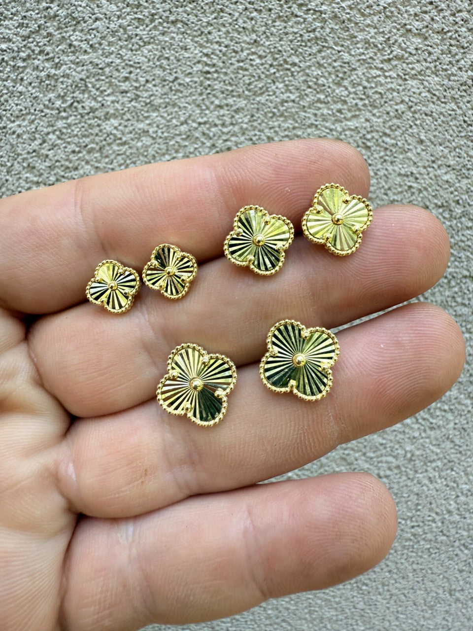 Diamond Cut Clover Earrings | 14k Gold Vermeil 925 Silver