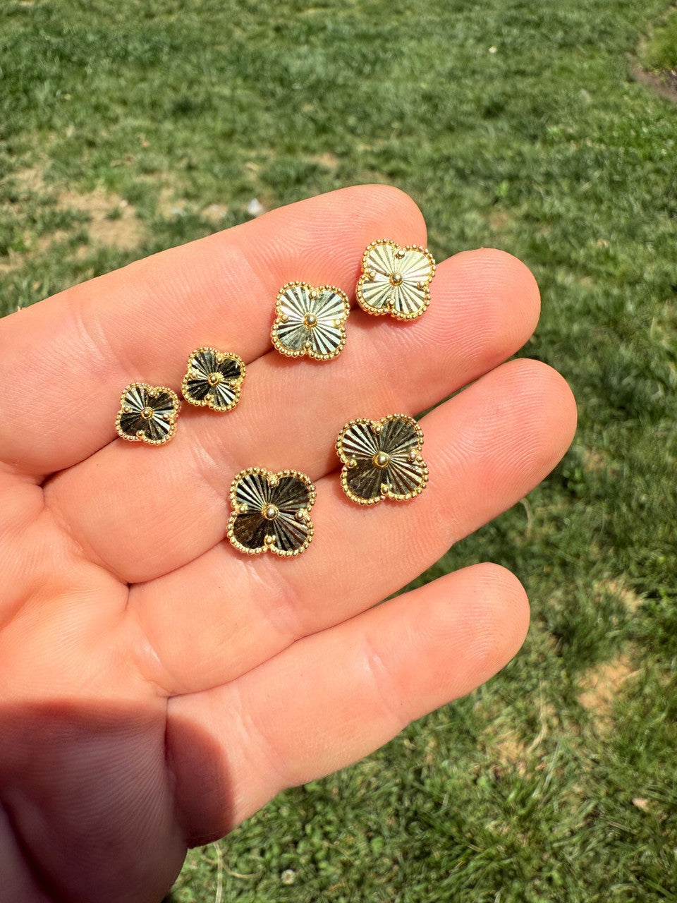 Diamond Cut Clover Earrings | 14k Gold Vermeil 925 Silver