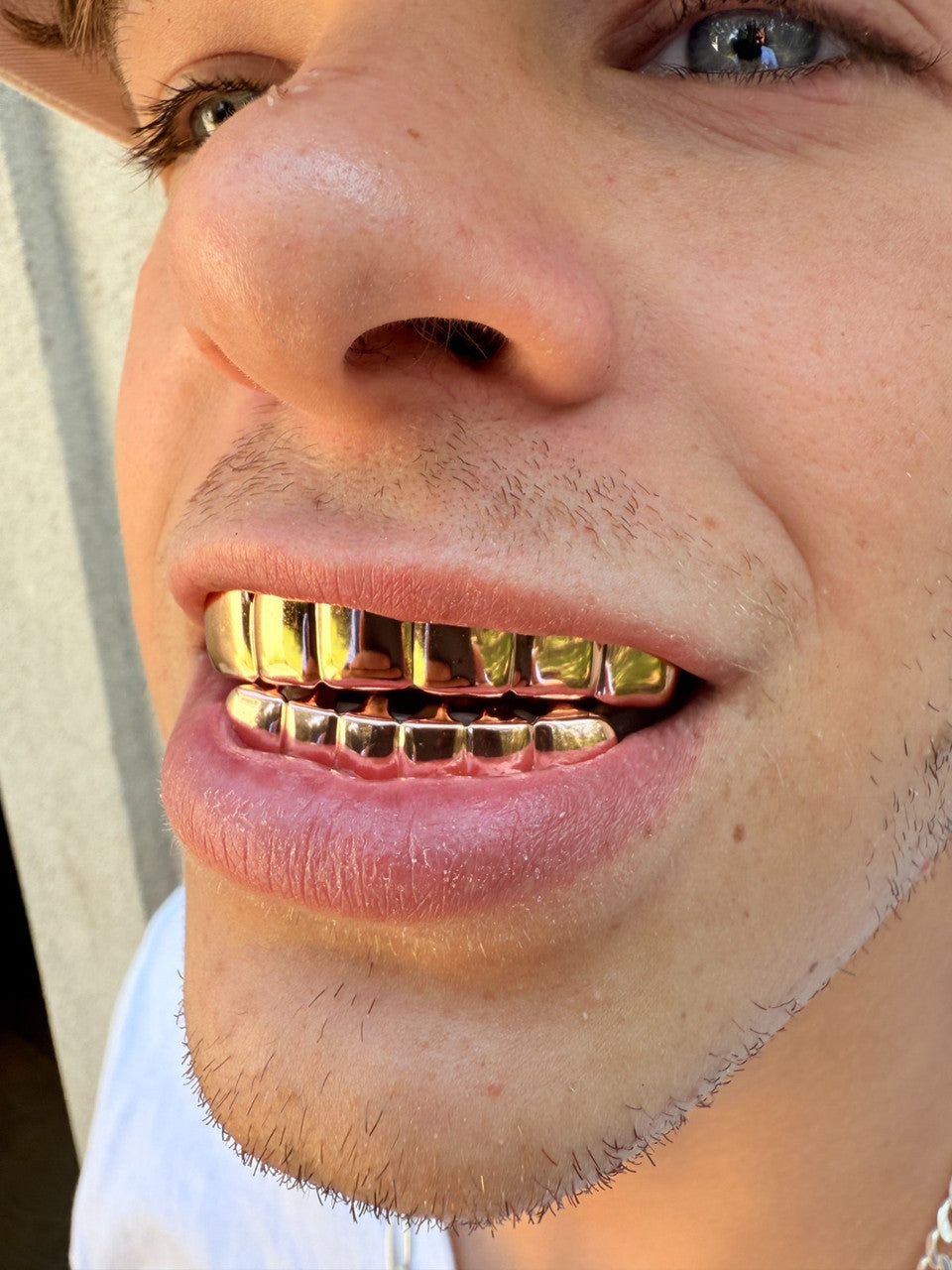 Real SOLID 14k Rose Gold 925 Sterling Silver Custom GRILLZ Teeth Top Bottom