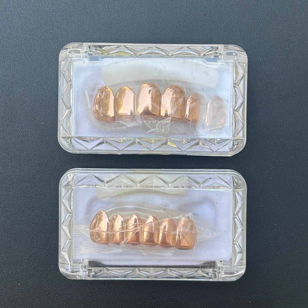 Real SOLID 14k Rose Gold 925 Sterling Silver Custom GRILLZ Teeth Top Bottom