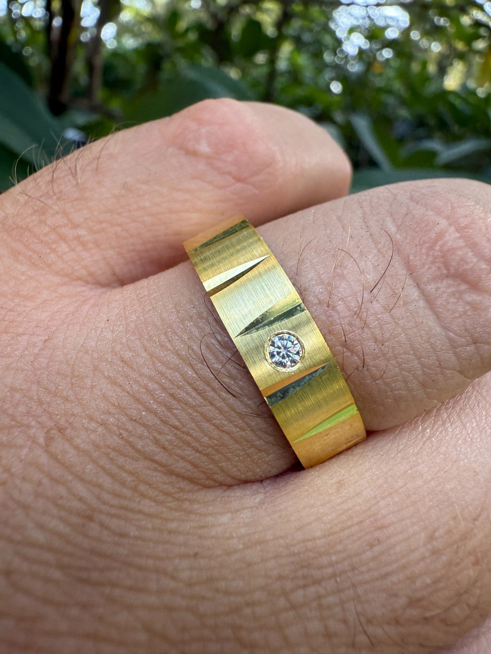 Moissanite Solitaire Diamond Cut Wedding Band Ring | 14k Gold Vermeil 925 Silver
