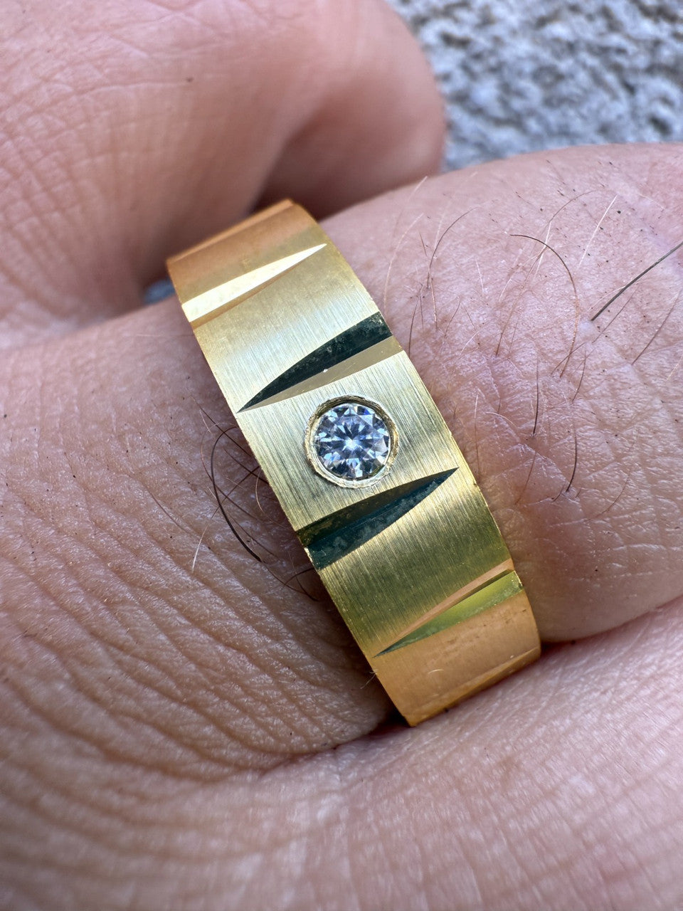 Moissanite Solitaire Diamond Cut Wedding Band Ring | 14k Gold Vermeil 925 Silver