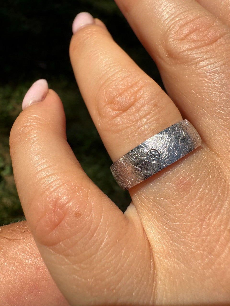 Moissanite Solitaire Scraped Brushed Wedding Band Ring | 925 Silver