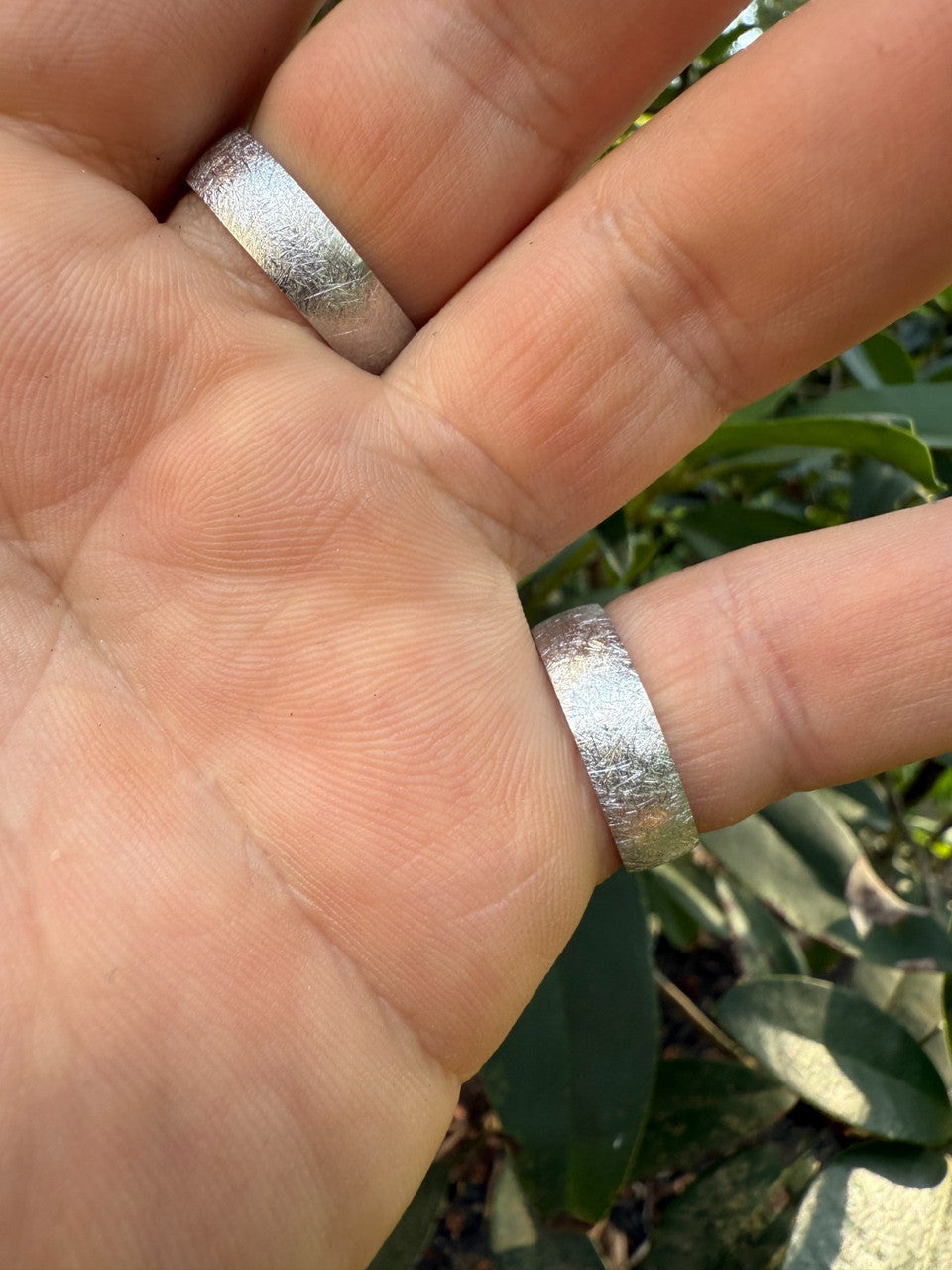 Moissanite Solitaire Scraped Brushed Wedding Band Ring | 925 Silver