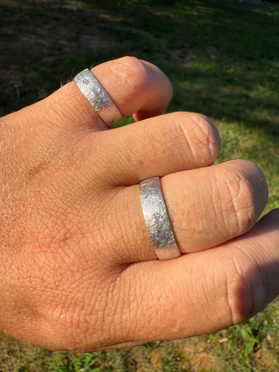 Moissanite Solitaire Scraped Brushed Wedding Band Ring | 925 Silver
