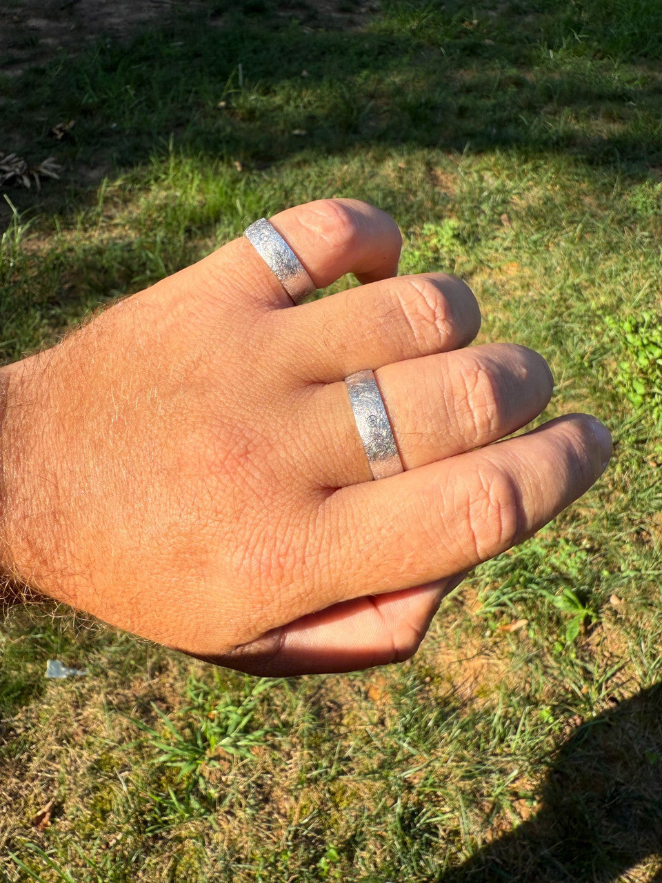 Moissanite Solitaire Scraped Brushed Wedding Band Ring | 925 Silver