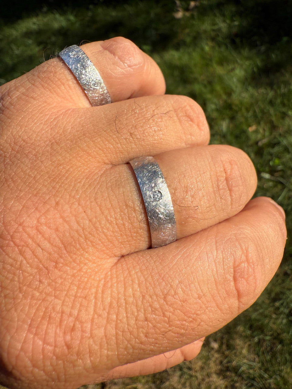 Moissanite Solitaire Scraped Brushed Wedding Band Ring | 925 Silver